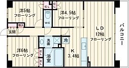 パークホームズLaLa門真 3LDKの間取図画像