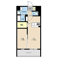 LIBTH原水南 1LDKの間取図画像
