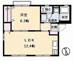 メゾンアムール　Ａ棟 1階1LDKの間取り
