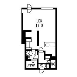 ピオネロ月寒 5階ワンルームの間取り