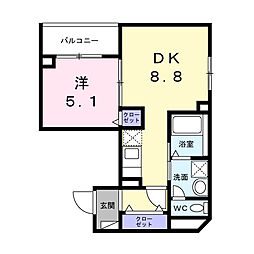 ジョリエメゾン千石 2階1DKの間取り