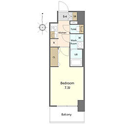 S-RESIDENCE亀島駅前ascent 1Kの間取図画像