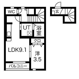 JR陸羽東線 古川駅 徒歩30分の賃貸アパート 2階1LDKの間取り