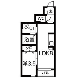 JR東北新幹線 古川駅 徒歩14分の賃貸アパート 1階1LDKの間取り