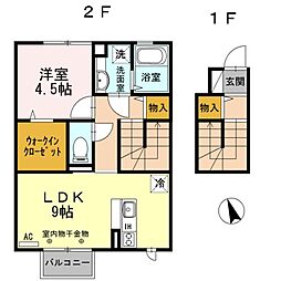 ディアコート2 1LDKの間取図画像