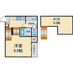 ハーモニーテラス中杉町 1階1SKの間取り