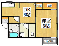 サンハイム所沢 2階1DKの間取り