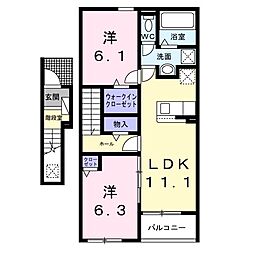 ベリッシマ　I 2階2LDKの間取り