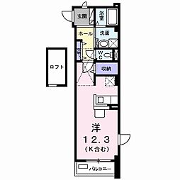 サバ−バンハウスII 3階1Kの間取り