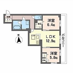 セレーナエルフォ 103 1階2LDKの間取り