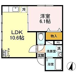 メイユール花園 1LDKの間取図画像