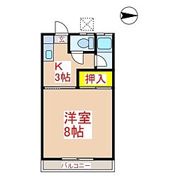 ブルーハイツ薬丸 1Kの間取図画像