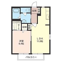 東武小泉線 西小泉駅 徒歩23分の賃貸アパート 1階1LDKの間取り