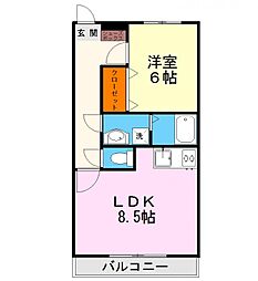 グランドステージ城南 4階1LDKの間取り