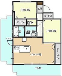 Ｊ.ｆｅｅｌ高千穂通 5階2LDKの間取り