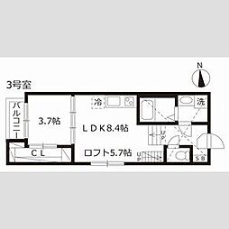 メゾンエトア 1階1LDKの間取り