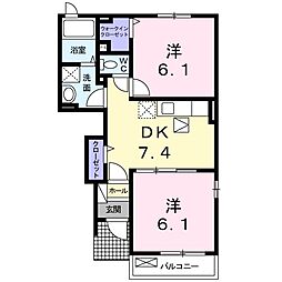 ダンデライオンＡ 1階2DKの間取り