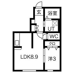 ララ・ポート 1階1LDKの間取り