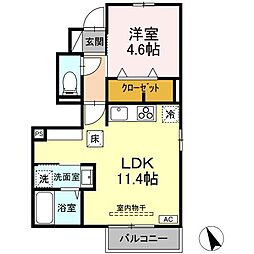 D-ROOM盛岡みたけ 1階1LDKの間取り