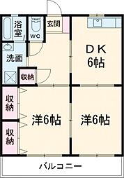 Do城南A棟 1階2DKの間取り