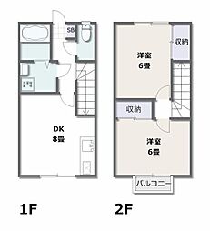 アピネス 1階2LDKの間取り