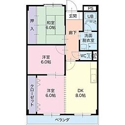 リンピア　INOUE 2階2LDKの間取り