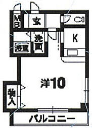 ルミエール北島 1階1Kの間取り