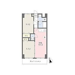 アリオーソフラーゼ 2DKの間取図画像