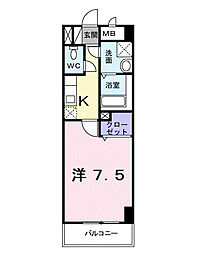 パールドゥＮ　府中 1階1Kの間取り