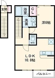 もとき荘 2階1LDKの間取り