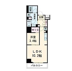 アーバネックス天満橋Front 10階1LDKの間取り