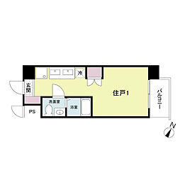 レジディア比治山公園 5階1Kの間取り