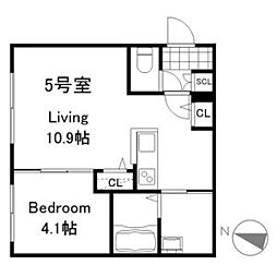 リーサ苗穂駅前 4階1LDKの間取り