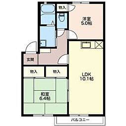 リバティハウス 2階2LDKの間取り