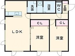 ecoa富丘IV 2LDKの間取図画像