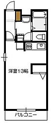 カーサベルデ前空 2階ワンルームの間取り