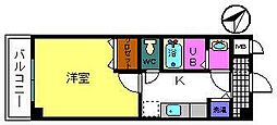 カーサ　ベルカント 2階1Kの間取り