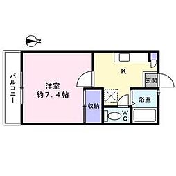 リーフサイドビレッジB棟 1階1Kの間取り