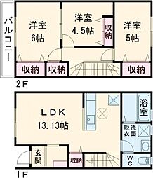 リーブルファイン六貫山 1階3LDKの間取り