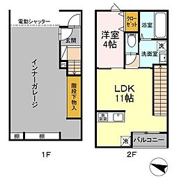 GARAGEクエスト 1LDKの間取図画像