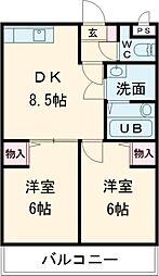 クラージュ 1階2DKの間取り