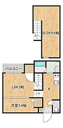 コアスクエア2 1LDKの間取図画像