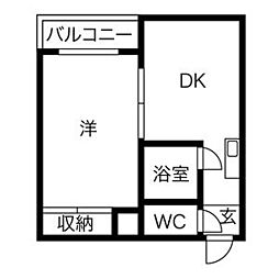 プレアール今福西 1DKの間取図画像