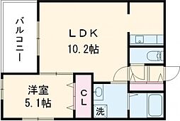 EXE神園A 203 2階1LDKの間取り