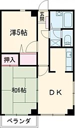 ハイツハン 3階2DKの間取り