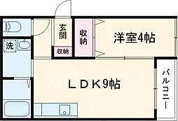 リヴェール長尾 3階1LDKの間取り