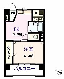Ｋ，ｓ平野町 5階1DKの間取り