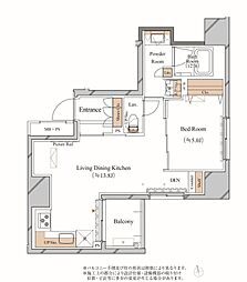 ブランシエスタ上野 2階1LDKの間取り