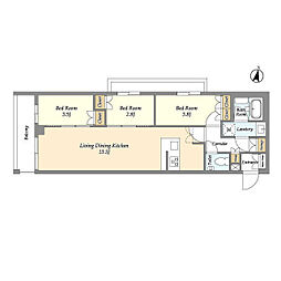 アジールコート練馬中村橋 2階3LDKの間取り