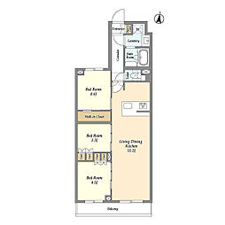 アジールコート練馬中村橋 325 3階3LDKの間取り